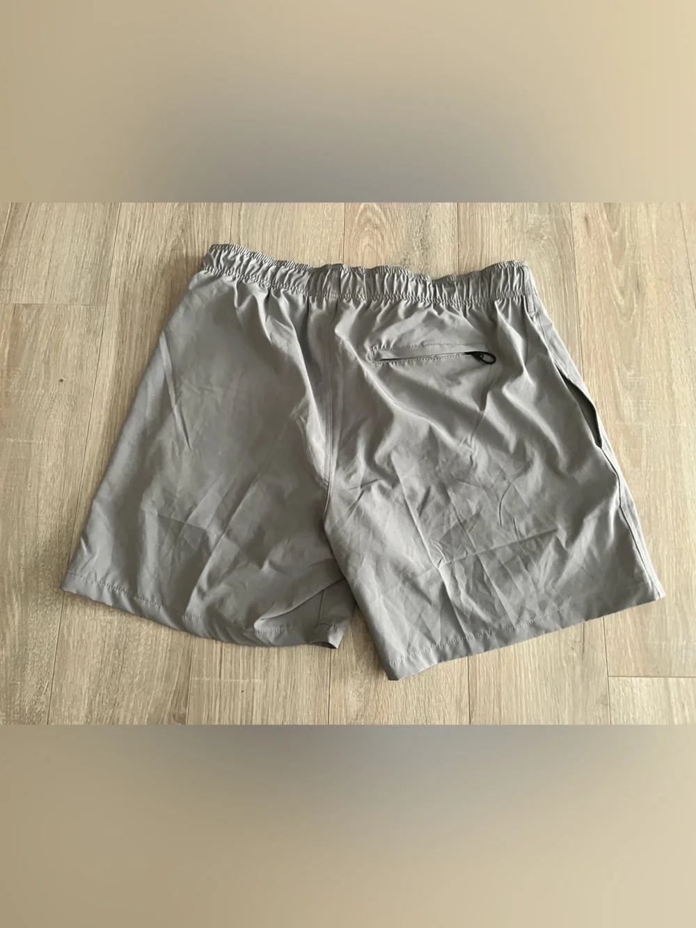Onia Men's Light Gray Swim Trunks with Black Drawstring Linen Blend - Size XL